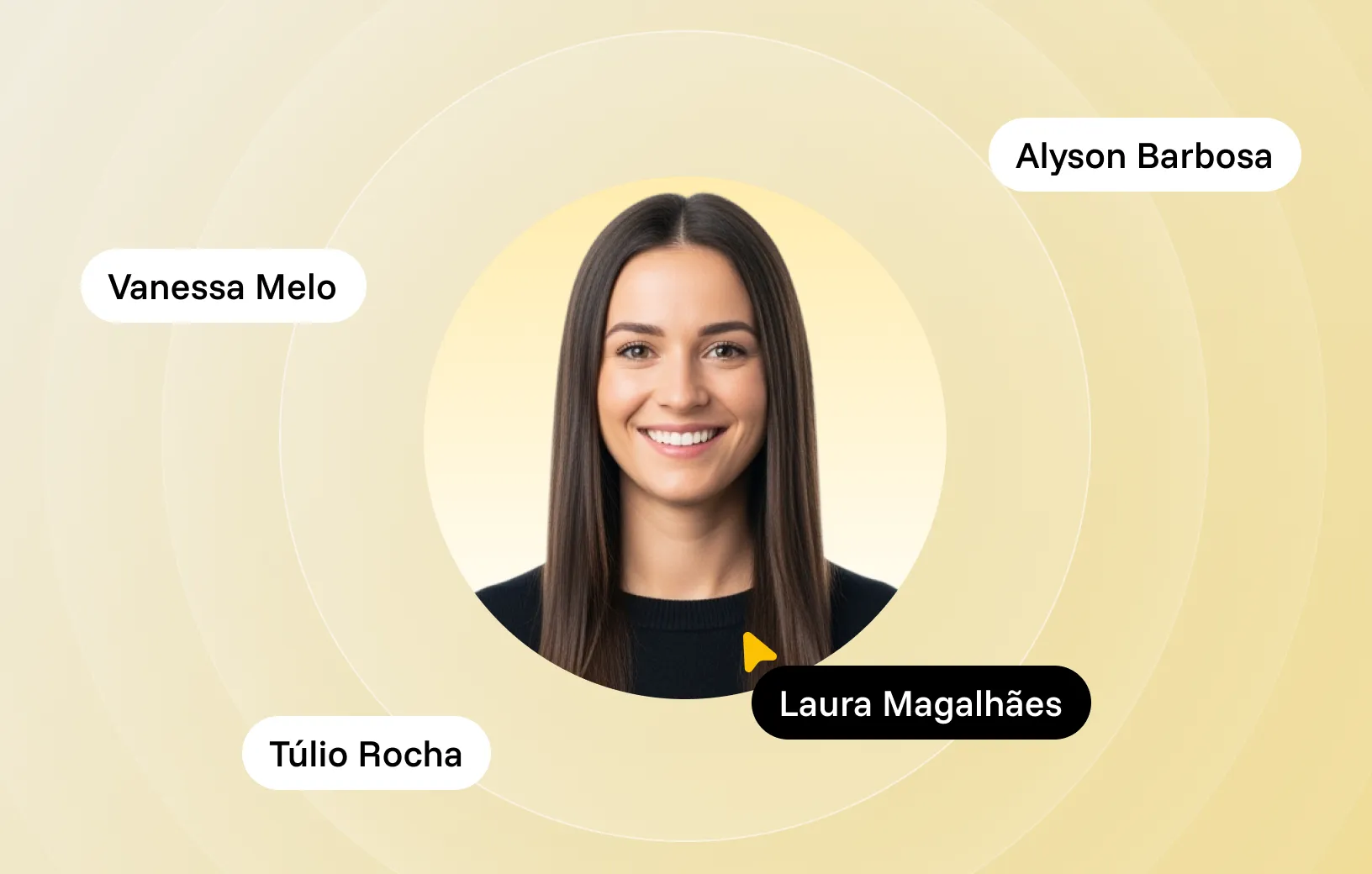 Perfis de candidatos no InHire, com o card de uma candidata em destaque entre nomes de outros talentos